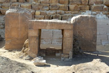 The mortuary funerary temple or sanctuary, causeway and the valley temple of The Bent Pyramid of king Sneferu, A unique example of early pyramid development in Egypt located at Dahshur Badrashin