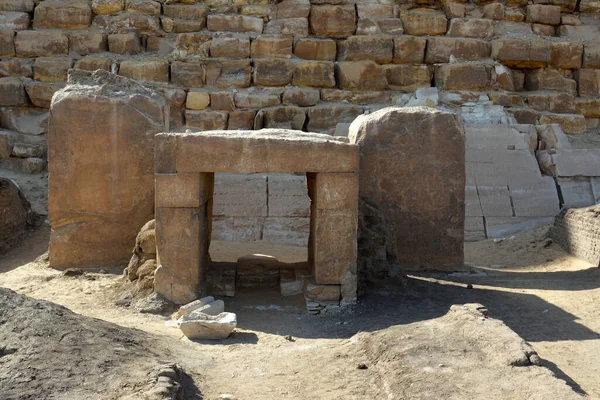 The mortuary funerary temple or sanctuary, causeway and the valley temple of The Bent Pyramid of king Sneferu, A unique example of early pyramid development in Egypt located at Dahshur Badrashin