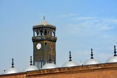The clock tower of The great mosque of Muhammad Ali Pasha or Alabaster mosque in Citadel of Cairo, Salah El Din Castle, Cairo citadel clock is Egypt's first public ticking clock for many decades