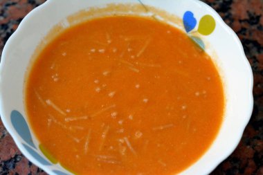 Lentil soup is a soup with lentils as its main ingredient; it may be vegetarian or include meat, using yellow red lentils with vermicelli, used in Europe, Latin America and the Middle East