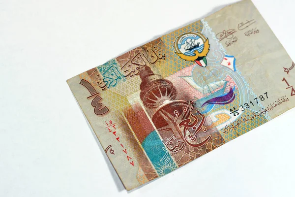 Лицьовій Стороні Кувейту Чверть Динар Коричневий Паперові Банкноти Грошові Купюри — стокове фото