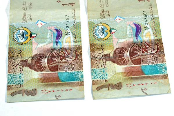 Dritto Del Dinaro Trimestre Kuwaitiano Carta Marrone Banconota Banconota Contante — Foto Stock