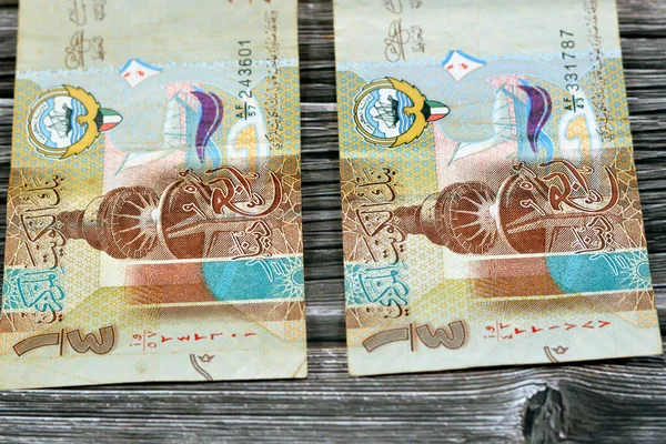 Framsidan Kuwaitiska Kvartalet Dinar Brunt Papper Sedel Kontanter Sedel Valuta — Stockfoto