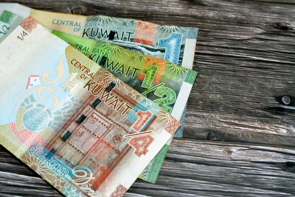 Kuvaiti Egy Fél Negyed Dinár Papír Bankjegyek Készpénz Számlák Valuta — Stock Fotó