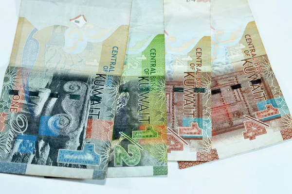Kuwaitische Ein Halb Und Vierteldinare Papierbanknoten Geldscheine Währung Kennzeichnet Die — Stockfoto