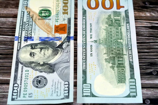 Banknot Studolarowy Serii 2013 Portretem Prezydenta Benjamina Franklina Wizerunkiem Hali — Zdjęcie stockowe