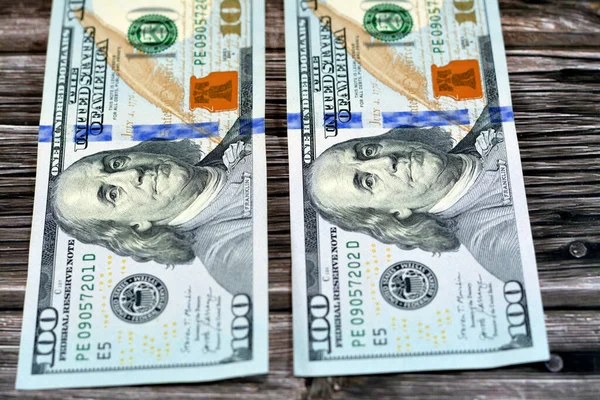 Przeciwległa Strona Banknotu Studolarowego Portretem Prezydenta Benjamina Franklina Amerykański Banknot — Zdjęcie stockowe