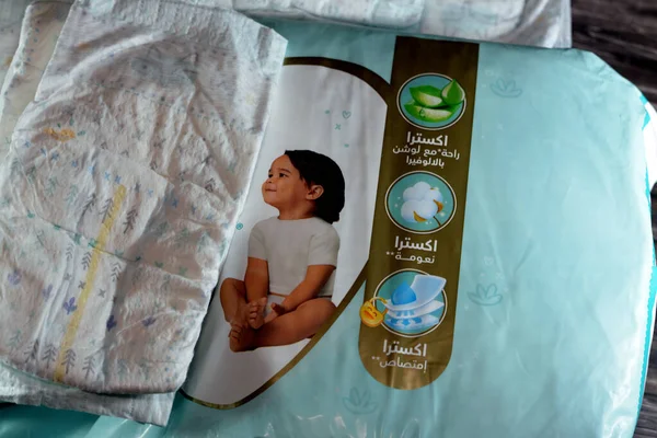 Cairo Egypt March 2023 Pampers Premium Extra Care Diapers Lotion — Stock Photo, Image
