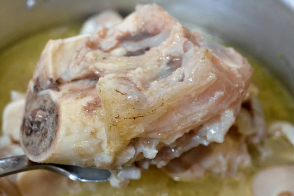 Arabic Egyptian Cuisine Kawareh Trotters Knee Boiled Soup Full Collagen — Stock Photo, Image
