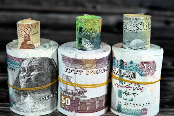 Rollos Billetes Dinero Egipto Billetes 100 Egp Ciento Egipcio Cincuenta —  Fotos de Stock