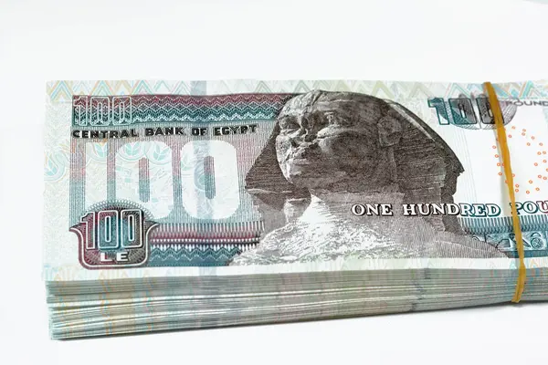 Montón Moneda Egipcia 100 Egp Billetes Cien Libras Egipcias Gastos —  Fotos de Stock