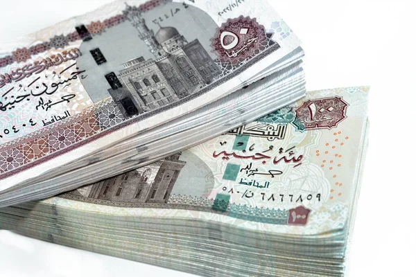 Stacks Egypt Money Banknote Bills 100 Egp One Hundred Egyptian — Stock Photo, Image
