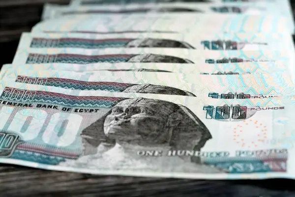 Montón Moneda Egipcia 100 Egp Billetes Cien Libras Egipcias Gastos —  Fotos de Stock