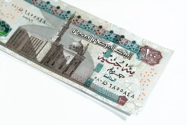 Valuta Egiziana 100 Egp Cento Sterline Egiziane Spesa Dando Utilizzando — Foto Stock