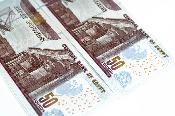 Egp Пятьдесят Египетских Фунтов Наличные Деньги Счета Изображением Мечети Абу — стоковое фото