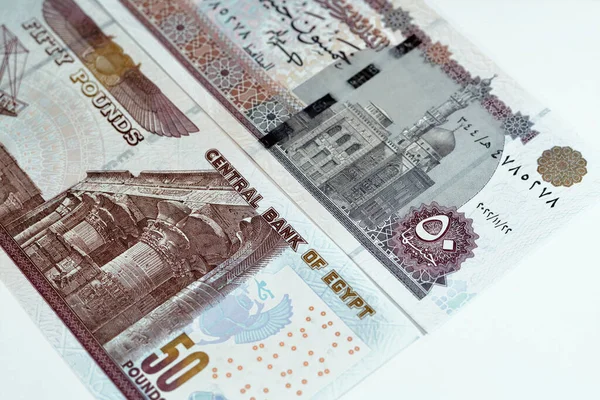 Egp Cincuenta Libras Egipcias Billetes Dinero Efectivo Con Una Imagen —  Fotos de Stock