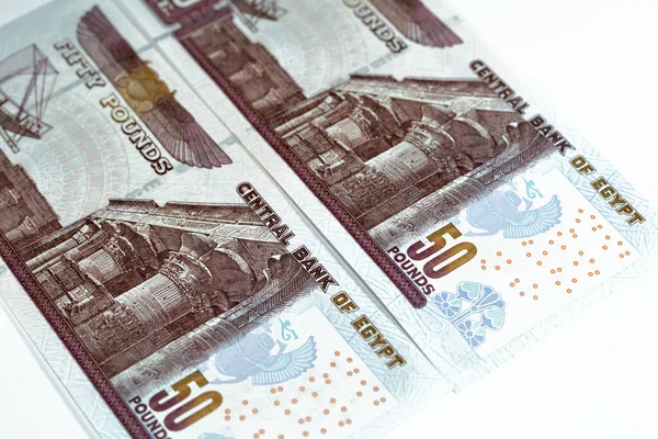 Egp Cinquenta Libras Egípcias Notas Dinheiro Dinheiro Com Uma Imagem — Fotografia de Stock