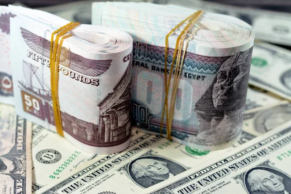 Összecsukható Verem Egyiptom Pénz Bankjegy Számlák 100 Egp Száz Egyiptomi — Stock Fotó