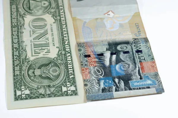 Billets Argent Comptant Dollars Américains Billet Dollar Billet Dinar Koweïtien — Photo