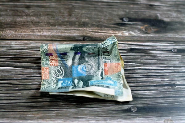 Selective Focus Crumpled Kuwaiti Money Kwd One Kuwait Dinar Bill — Stock Photo, Image