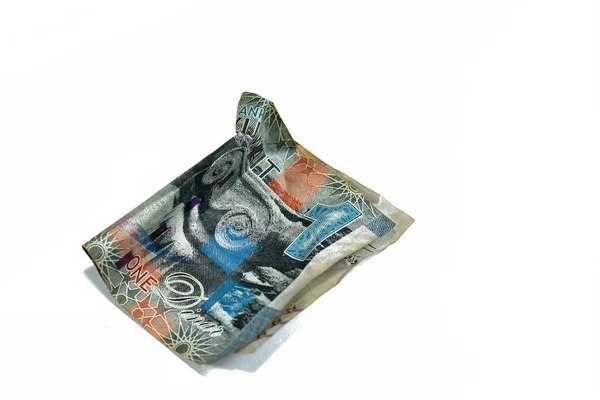 Szelektív Fókusz Összegyűrt Kuvaiti Pénz Kwd Egy Kuvaiti Dinár Bankjegy — Stock Fotó