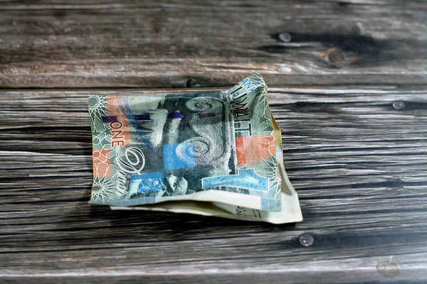 Selective Focus Crumpled Kuwaiti Money Kwd One Kuwait Dinar Bill — Stock Photo, Image