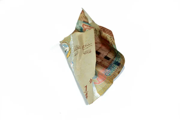 Зламані Кувейтські Гроші Зміну Kwd Чверть Кувейтської Банкноти Виділені Зморщений — стокове фото