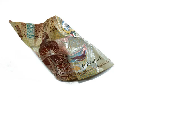 Смятые Кувейтские Деньги Сдачи Четверти Кувейта Банкнота Динар Банкнота Изолированы — стоковое фото