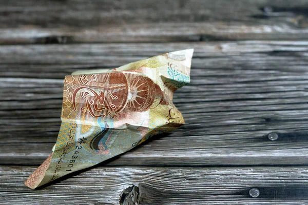 Crumpled Kuwaiti Money Change Kwd Quarter Kuwait Dinar Bill Banknote — Stock Photo, Image