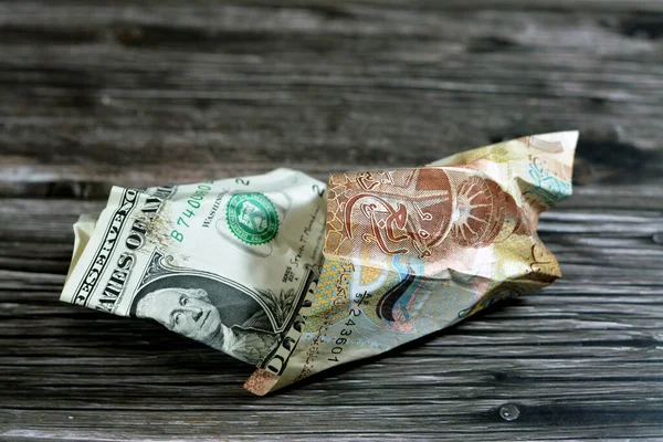 Pénz Infláció Veszteség Érték Csepp Koncepció Gyűrött Kuvaiti Pénz Kwd — Stock Fotó