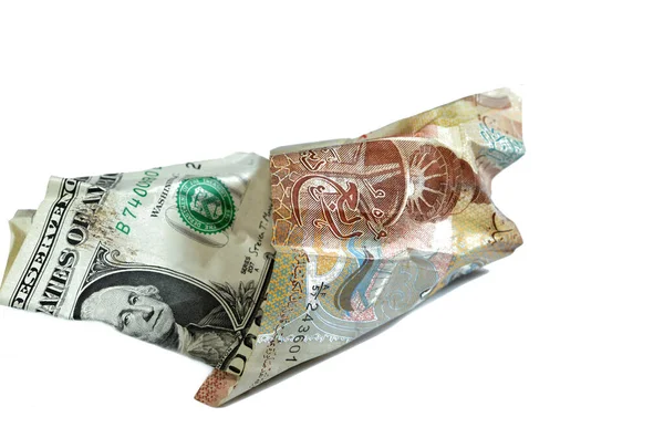 Geld Inflation Und Wertverlust Drop Konzept Zerknittertes Kuwaitisches Geld Kwd — Stockfoto