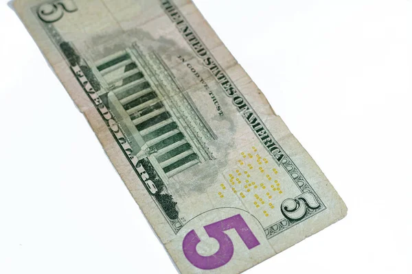Yırtık Bir Banknotun Ters Tarafı Dolarlık Banknot Başkan Abraham Lincoln — Stok fotoğraf
