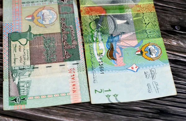Starý Nový Kuvajtský Půldinár Bankovky Bankovky Peněženka Erb Kuvajt Dálniční — Stock fotografie