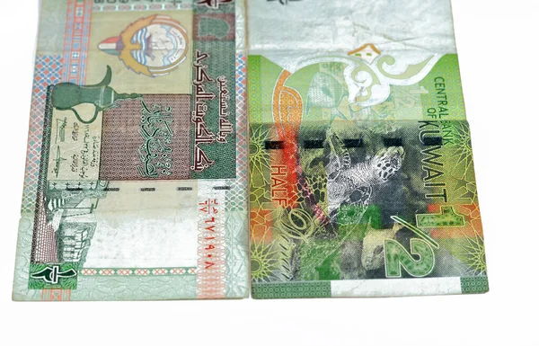 Alte Und Neue Kuwaitische Halb Dinar Banknoten Wappen Von Kuwait — Stockfoto