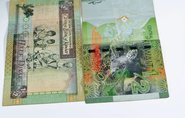 Starý Nový Kuvajtský Půldinár Bankovky Bankovky Peněženka Erb Kuvajt Dálniční — Stock fotografie