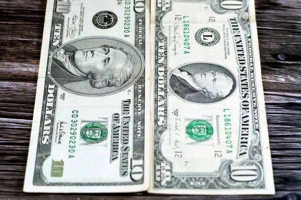 Gamla Tio Amerikanska Dollar Sedlar Sedel Innehåller Porträttet Alexander Hamilton — Stockfoto