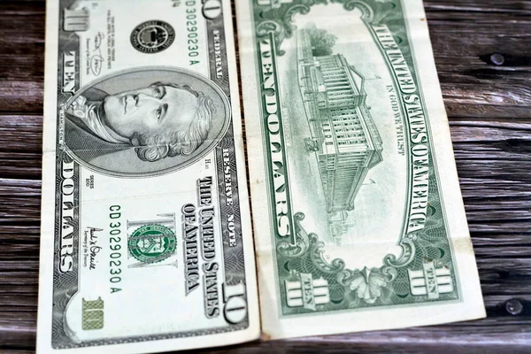老10美元钞票钞票上有亚历山大 汉密尔顿的肖像 他是美国第一任财政和财政大臣 复古时期的美国货币 — 图库照片