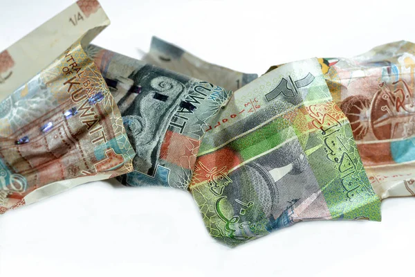 Dinero Kuwaití Arrugado Cuarto Medio Dinar Kwd Billetes Kuwait Billetes —  Fotos de Stock