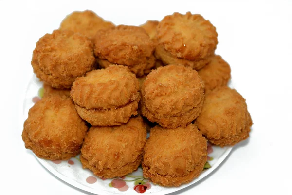 Une Pile Biscuits Arabes Traditionnels Pour Célébrer Les Fêtes Islamiques — Photo