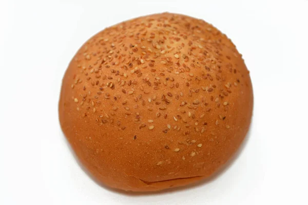 Kerek Méretű Hamburger Zsemle Sült Szezámmaggal Borított Zsemle Egyfajta Kenyértekercs — Stock Fotó