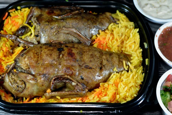 Egyptische Hamam Mahshi Gevulde Squab Arabische Keuken Egyptische Traditionele Gevulde — Stockfoto