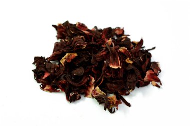 Kurutulmuş Roselle otları, koyu kırmızı-mor renkli bizsap wonjo doğal otlar, Hibiscus 'un hazırladığı Roselle bitkisinin çiçekleri tatlı ve soğuk servis edilir, seçici odak noktası.