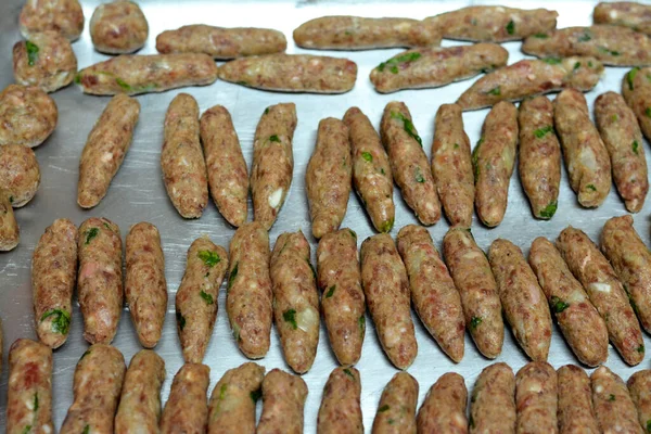 Shish Kofta Egyfajta Kebab Stílusú Kufta Darált Bárány Birka Borjú — Stock Fotó
