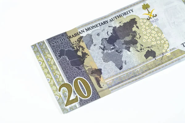 Обратная Сторона Sar Саудовская Аравия Riyals Банкноты Деньги Векселя Памятный — стоковое фото