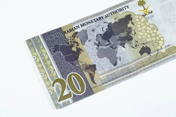 Обратная Сторона Sar Саудовская Аравия Riyals Банкноты Деньги Векселя Памятный — стоковое фото