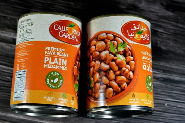 Κάιρο Αίγυπτος Μαΐου 2023 Κονσέρβες Καλιφόρνια Garden Premium Φάβα Φασόλια — Φωτογραφία Αρχείου