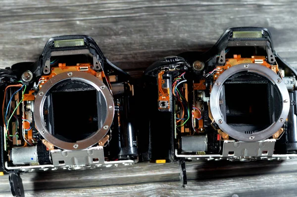 Dslr Fotográfico Vídeo Corpos Câmera Digital Reparação Interior Por Técnico — Fotografia de Stock