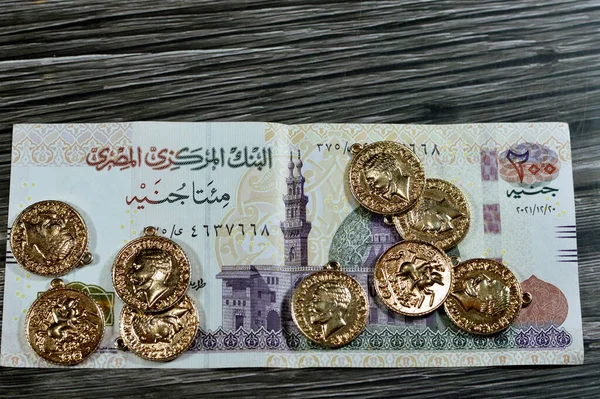 200 Dvě Stě Egyptských Liber Bankovky Hotovost Peníze Měna Egypta — Stock fotografie