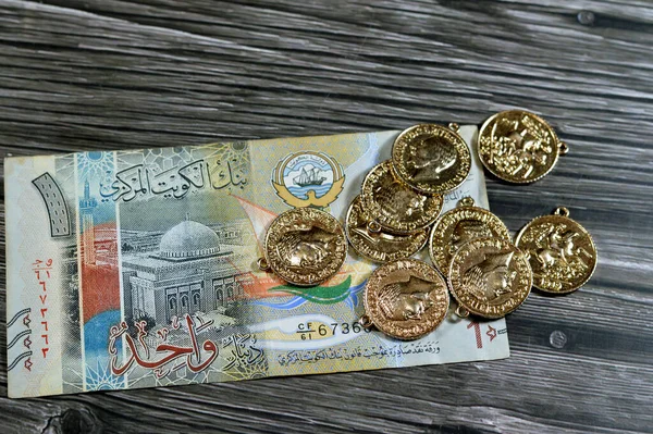 Uma Nota Conta Dinar Kuwait Kwd Com Influências Civilização Grega — Fotografia de Stock