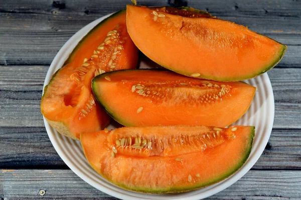 Muskmelon Cucumis Melo Lub Melon Gatunek Cucumis Który Został Opracowany — Zdjęcie stockowe